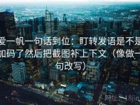 爱一帆一句话到位：盯转发语是不是加码了然后把截图补上下文（像做一句改写）