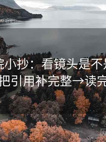 天天影院小抄：看镜头是不是只给一面→做把引用补完整→读完更清醒